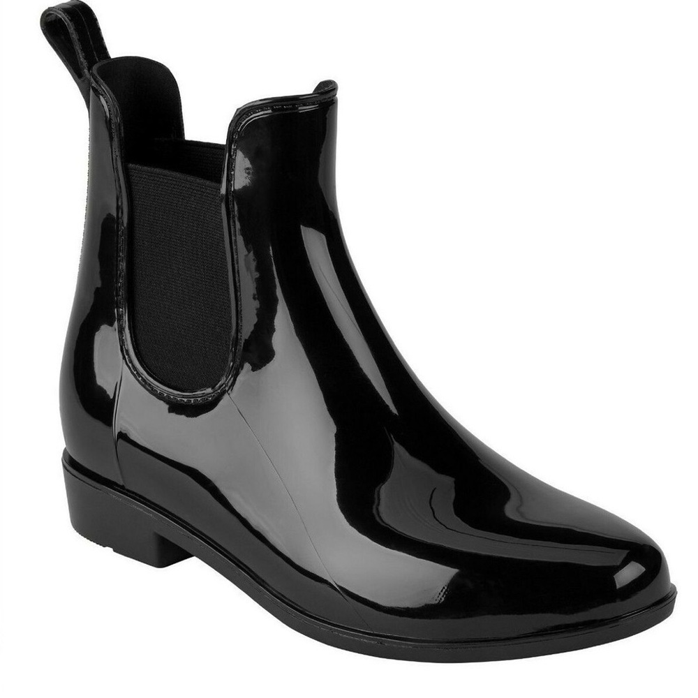 Black Chelsea Ankle Rain Boots